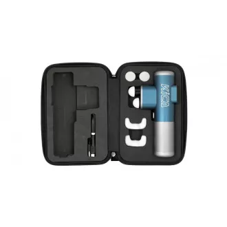 KiCA Pro masažna pištola, zaslon na dotik, 3 načini, 3 glave, dvojna penetracija, letalski aluminij, modra