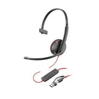 Slušalke Poly Blackwire 3220, adapter USB-C/A, stereo (v razsutem stanju)