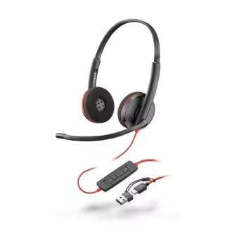 Slušalke Poly Blackwire 3220, adapter USB-C/A, stereo