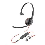 Slušalke Poly Blackwire 3215, 3,5 mm jack   adapter USB-C/A, mono (v razsutem stanju)