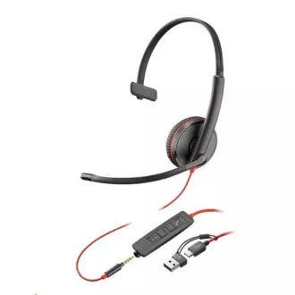 Slušalke Poly Blackwire 3215, 3,5 mm jack   adapter USB-C/A, mono (v razsutem stanju)
