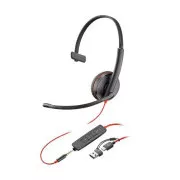Slušalke Poly Blackwire 3215, 3,5 mm jack   adapter USB-C/A, mono