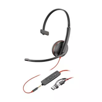 Slušalke Poly Blackwire 3215, 3,5 mm jack   adapter USB-C/A, mono