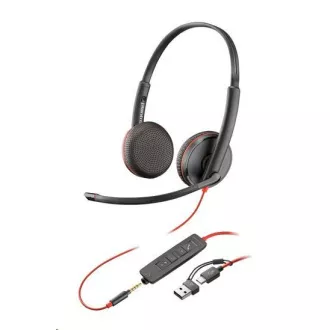 Slušalke Poly Blackwire 3225, 3,5 mm jack   adapter USB-C/A, stereo (v razsutem stanju)