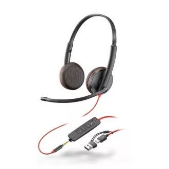Slušalke Poly Blackwire 3225, 3,5 mm jack   adapter USB-C/A, stereo