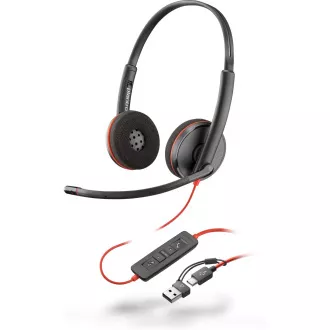 Slušalke Poly Blackwire 3220, adapter USB-C/A, stereo