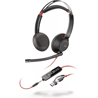Slušalke Poly Blackwire 5220, 3,5 mm jack   adapter USB-C/A, stereo
