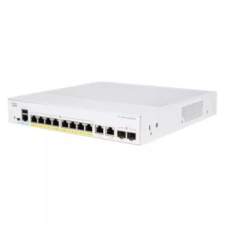 Cisco stikalo CBS250-8P-E-2G (8xGbE, 2xGbE/SFP combo, 8xPoE , 60W, brez ventilatorja) - REFRESH