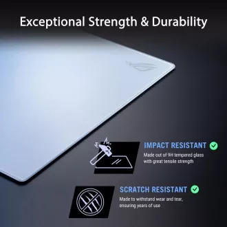 ASUS podloga za miško ROG Moonstone ACE (velikost L / bela), steklo