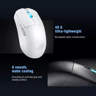 ASUS gaming miška ROG Harpe Ace Mini, brezžična BT, RF 2,4 GHz, bela