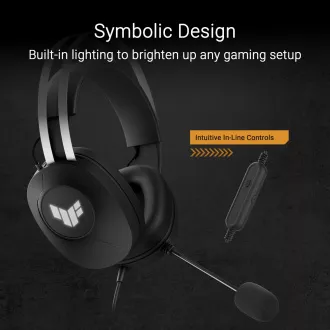 ASUS slušalke TUF Gaming H1 GEN II, žične gaming slušalke, črne
