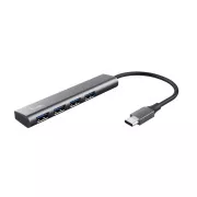 TRUST Halyx aluminijasto vozlišče USB-C s 4 priključki USB-A 3.2 Gen1
