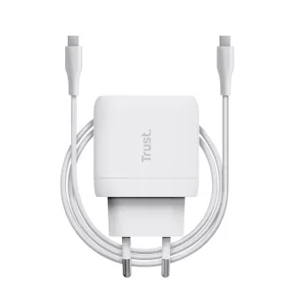 TRUST Charger 45W Maxo, USB-C, stenski polnilnik, 2m kabel USB-C, bela
