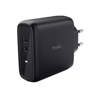 TRUST MAXO 65W polnilec, 2x USB-C, črn