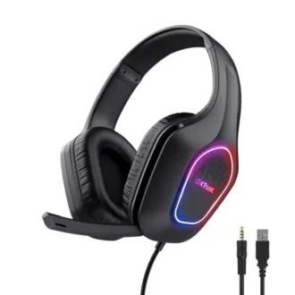 TRUST Gaming slušalke GXT 416 ZIROX, LED, USB, 3,5 mm Jack, črne