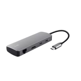 TRUST Priključna postaja DALYX USB-C, 8v1, HDMI, RJ45, 2xUSB-C, 2xUSB-A, microSD/SD kartica, siva TRUST Priključna postaja DALYX USB-C, 8v1, HDMI, RJ45, 2xUSB-C, 2xUSB-A, microSD/SD kartica, siva