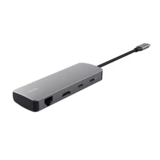 TRUST Priključna postaja DALYX USB-C, 8v1, HDMI, RJ45, 2xUSB-C, 2xUSB-A, microSD/SD kartica, siva TRUST Priključna postaja DALYX USB-C, 8v1, HDMI, RJ45, 2xUSB-C, 2xUSB-A, microSD/SD kartica, siva