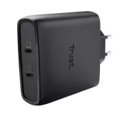 TRUST GaN MAXO 100W 2-portni polnilec USB-C, črn