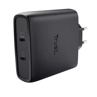 TRUST GaN MAXO 100W 2-portni polnilec USB-C, črn