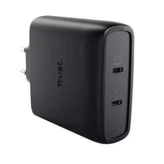TRUST GaN MAXO 100W 2-portni polnilec USB-C, črn