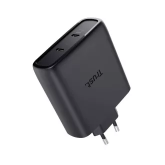 TRUST GaN MAXO 100W 2-portni polnilec USB-C, črn
