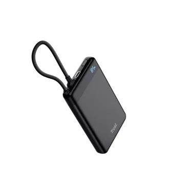 TRUST Powerbank Fiera, 10000 mAh, s kablom, 2x USB-C, črna
