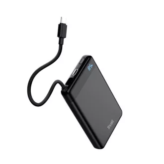 TRUST Powerbank Fiera, 10000 mAh, s kablom, 2x USB-C, črna