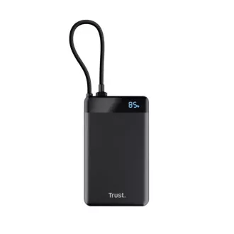 TRUST Powerbank Fiera, 10000 mAh, s kablom, 2x USB-C, črna