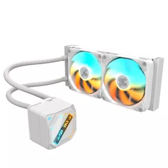 Vodni hladilnik GIGABYTE GAMING 240 ICE, 2x120mm, ARGB, LGA1851, AM5, bel