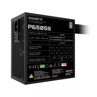 GIGABYTE P650SS, 650W, 80  Silver, 120mm, ATX 3.0, črna