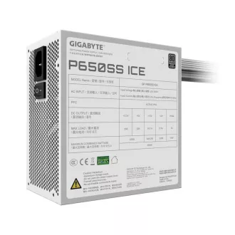 GIGABYTE napajalnik P650SS ICE, 650W, 80  Silver, 120mm, ATX 3.0, bel