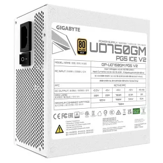 GIGABYTE napajalnik UD750GM PG5 ICE 750W, 120mm, popolnoma modularen, 80 Plus Gold, ATX 3.1
