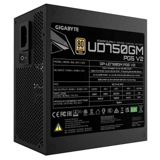 GIGABYTE napajalnik UD750GM PG5 V2, 750W, 120mm, popolnoma modularen, 80 Plus Gold, ATX 3.1
