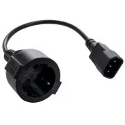 C-TECH kabel napajalnika C14 (M) -> schuko (F), 15 cm