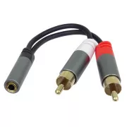 PremiumCord kabel HQ Jack 3,5 mm ženski - 2x CINCH moški 15 cm