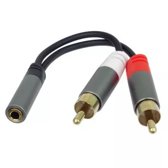 PremiumCord kabel HQ Jack 3,5 mm ženski - 2x CINCH moški 15 cm