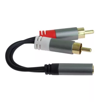 PremiumCord kabel HQ Jack 3,5 mm ženski - 2x CINCH moški 15 cm