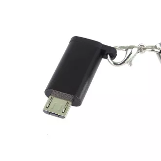 PremiumCord Adapter USB-C ženska - USB 2.0 Micro-B/male, črn z zanko za obešanje