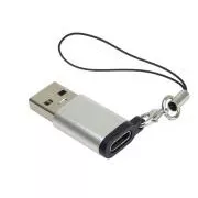 Adapter PremiumCord USB3.0 A moški - USB-C ženski, srebrn z zanko za obešanje
