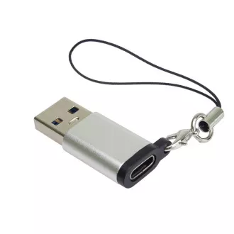 Adapter PremiumCord USB3.0 A moški - USB-C ženski, srebrn z zanko za obešanje