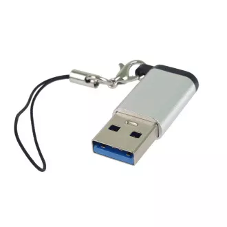 Adapter PremiumCord USB3.0 A moški - USB-C ženski, srebrn z zanko za obešanje