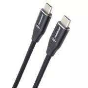 PREMIUMCORD Kabel USB-C M/M, 240W 480Mbps, črna bombažna pletenica, 1m