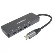 PREMIUMCORD Razdelilnik USB-C na 4x USB 3.2 Type-C, 5G SuperSpeed, aluminij