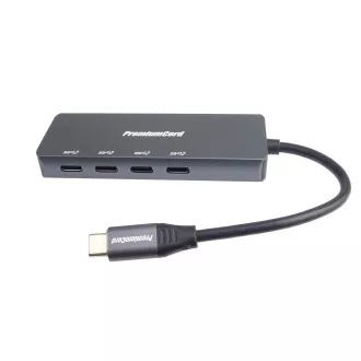 PREMIUMCORD Razdelilnik USB-C na 4x USB 3.2 Type-C, 5G SuperSpeed, aluminij