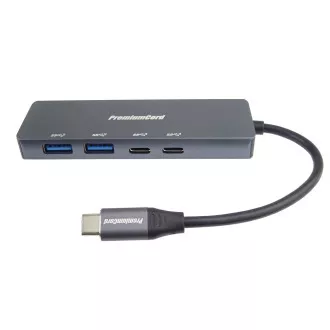 PREMIUMCORD Razdelilnik USB-C na 2x USB 3.2 Type-C  2x USB 3.2, 5G SuperSpeed, aluminij