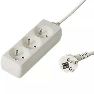 PREMIUMCORD Podaljševalni kabel 230V, 2 m, 3 vtičnice, bel