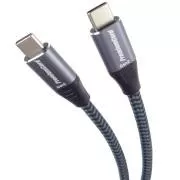 PREMIUMCORD Kabel USB-C (USB 3.2 Gen2x2, 5A, 100W, 20Gbit/s) 3m, siv