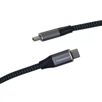 PREMIUMCORD Kabel USB-C (USB 3.2 Gen2x2, 5A, 100W, 20Gbit/s) 3m, siv