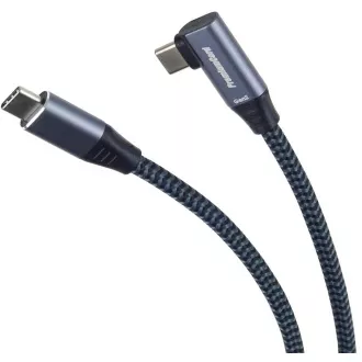 PREMIUMCORD USB-C ukrivljen kabel (USB 3.2 Gen2x2, 5A, 100W, 20Gbit/s) 3m, siv