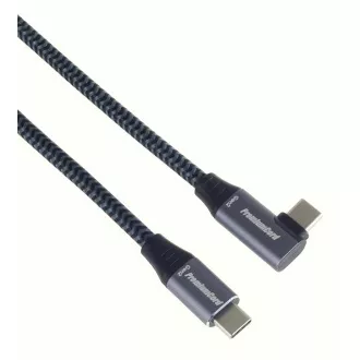 PREMIUMCORD USB-C ukrivljen kabel (USB 3.2 Gen2x2, 5A, 100W, 20Gbit/s) 3m, siv